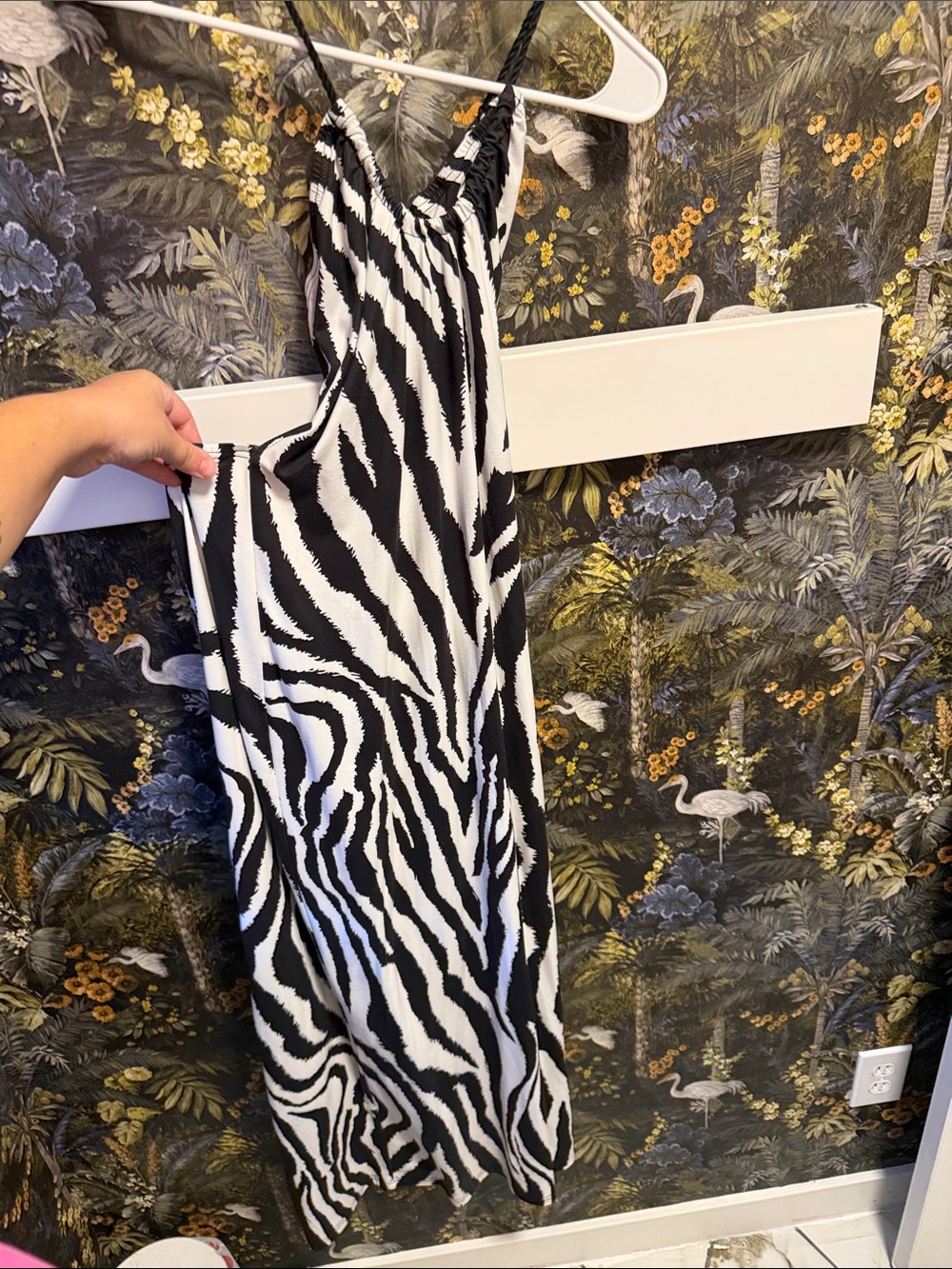 Zebra Print Slip Dress - Black & White